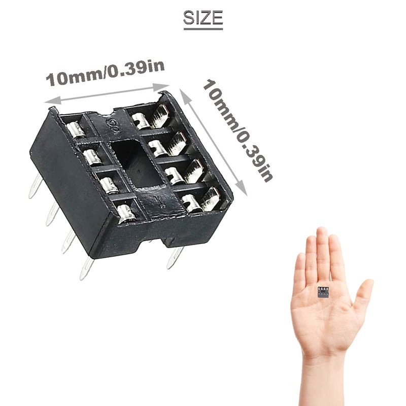 DKARDU 100 قطعة 8 دبوس DIP IC مقبس 2.54 مم فاصل مقبس IC نوع دبوس مسطح مكونات IC سهلة التركيب مع قلم سلك القصدير للتجارب الإلكترونية DIY - Image 3